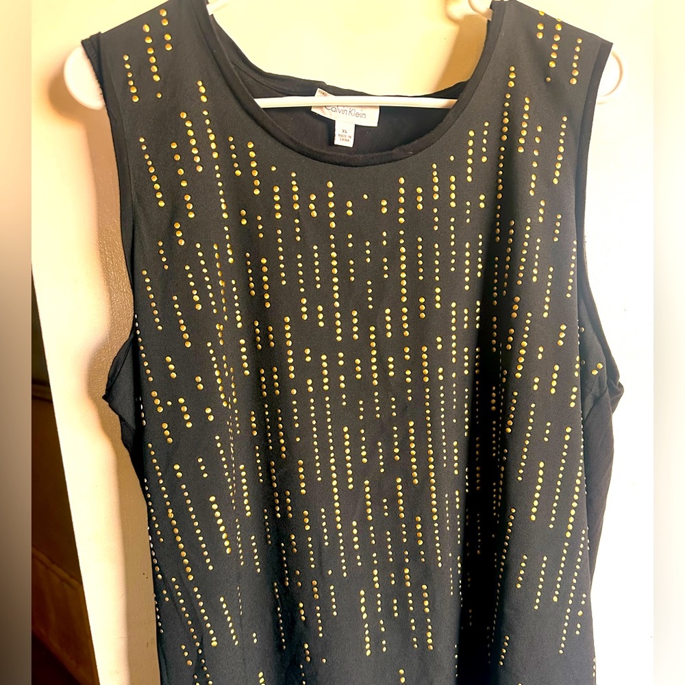 Calvin Klein Black Sleeveless Studded Blouse